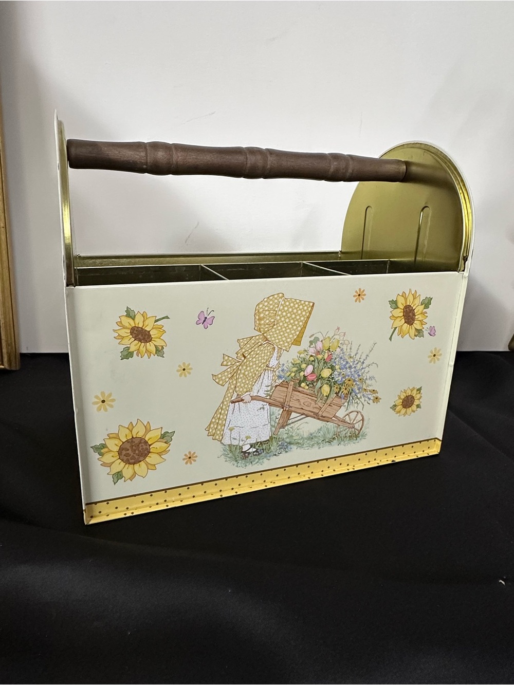 Holly Hobbie Floral Tin Caddy with Wooden Handle